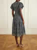 Lyria gathered printed cotton-blend midi dress