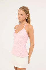 Luck & Trouble Mirabel Halter Cowl Top Pink