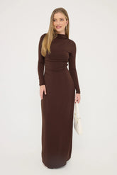 Perfect Stranger Rosie Long Sleeve Maxi Dress Brown