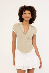 Luck & Trouble Sienne Frill Mini Skirt White