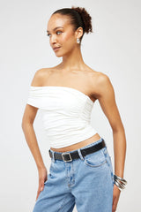 Luck & Trouble Zarah Off Shoulder Jersey Top White