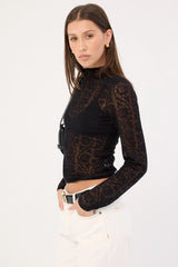 Sndys The Label Rhea Lace Top Black