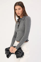 Sndys The Label Veda Long Sleeve Top Charcoal
