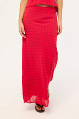 Luck & Trouble Lorelai Polka Maxi Skirt Red Print