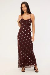 Perfect Stranger Naya Polka Tie Back Top Blue/Brown Polka