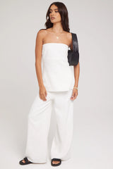 Perfect Stranger MENORCA LINEN STRAPLESS TOP White