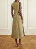 Demetria asymmetric ruffled metallic taffeta midi dress