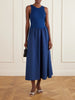 Sleeveless ponte and poplin midi dress