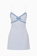 Novara Denim-Trimmed Tweed Mini Dress