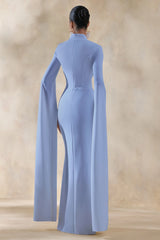 Esme | Light Blue Square-Neck Maxi Dress With Cape Sleeves
