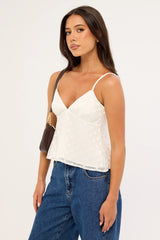Luck & Trouble Coco Polka Cami Top White