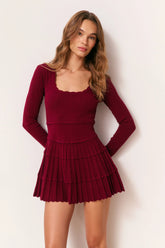 Lavender Stretch Pointelle Mini Dress - SPICED BERRY