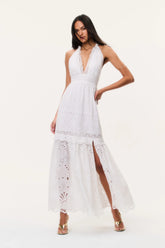 Trix Eyelet Halter Maxi Dress