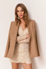 Bernadine Pearl-Embellished Lace Mini Dress