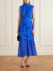 Fleur polka-dot ruffled fil coupé silk-blend crepe de chine midi dress