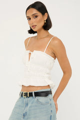 Perfect Stranger Diletta Shirred Cami Top White