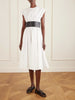 Belted cotton-poplin midi dress