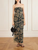 Daphne ruched printed mesh midi dress
