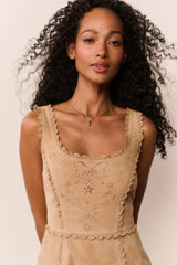 Chrysanthe Suede Eyelet Mini Dress