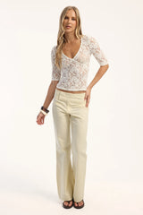 Lioness Arena 3/4 V Neck Top Cream