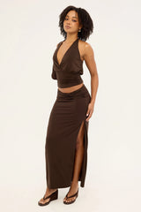 Luck & Trouble Izzy Jersey Maxi Skirt Brown