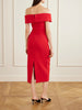 Precious off-the-shoulder belted crepe midi dress
