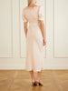 Ruffled bow-embellished silk-jacquard midi dress