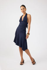 Perfect Stranger Rory Halter Midi Dress Navy