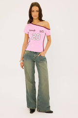 Neovision Glint Off Shoulder Top Pink