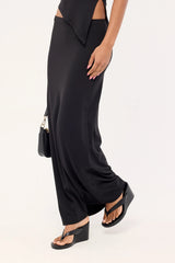 L&t Jersey Mid Rise Maxi Skirt Black