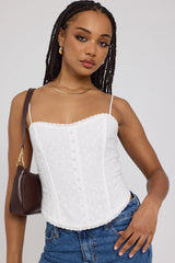 Luck & Trouble Pippa Broderie Corset Top White