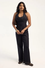 Perfect Stranger Huddy Denim Top Dark Indigo