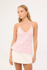 Luck & Trouble Mirabel Halter Cowl Top Pink