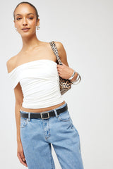 Luck & Trouble Zarah Off Shoulder Jersey Top White