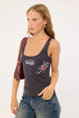 Neovision Inked Singlet Tank Top Washed Black