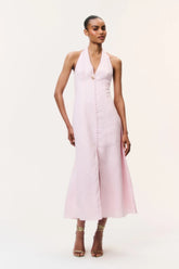 Lovis Linen Halter Maxi Dress - POTPOURRI PINK