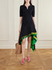 Asymmetric layered printed jersey midi dress