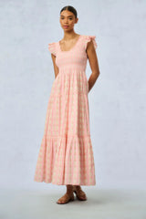 Chessie Fragrance Print Cotton Maxi Dress - STRAWBERRY MACAROON