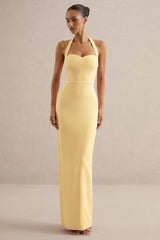 Heloira | Lemon Sweetheart-Neck Maxi Dress