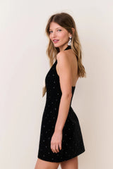 Kathy Velvet Halter Mini Dress