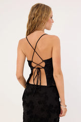 Luck & Trouble Nala Lace Up Back Top Black