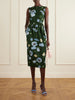 Floral-printed cotton-blend faille midi dress