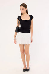 Luck & Trouble Cherie Polka Mini Skirt White