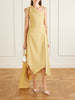 Asymmetric draped crepe midi dress
