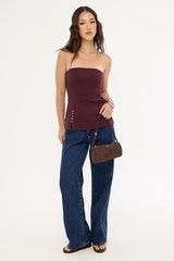 Perfect Stranger Stevie Linen Strapless Top Dark Choc
