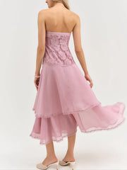 Claudia Rose Lace Strapless Midi Dress