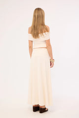 Luck & Trouble Millie Mesh Maxi Skirt Off White
