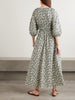 Shirred paisley-print organic cotton midi dress