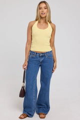 Luck & Trouble Tie Halter Knit Top Lemon