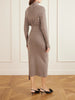 Embellished wool-blend turtleneck midi dress